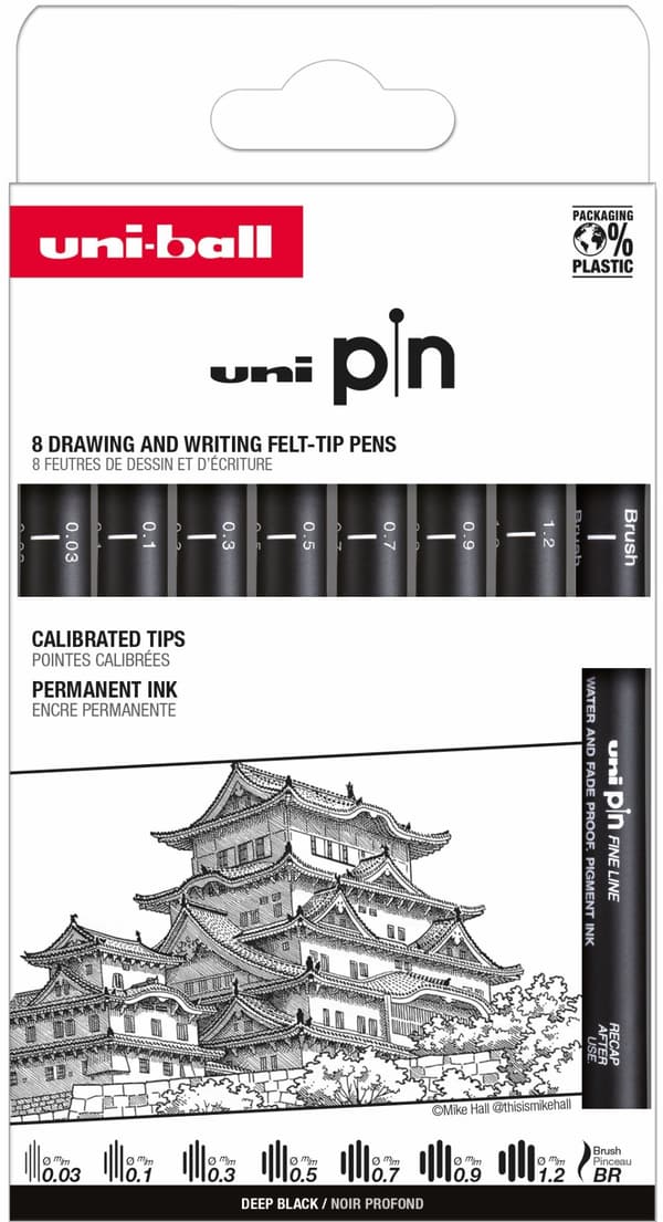 Fineliners Pin 200 Classic - 010 8-pack Uni-Ball