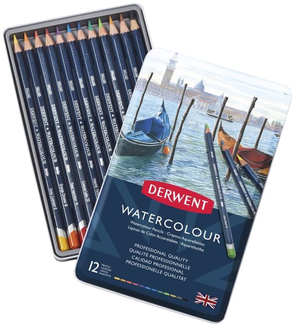 Akvarellpennor i metallåda 12-pack Derwent