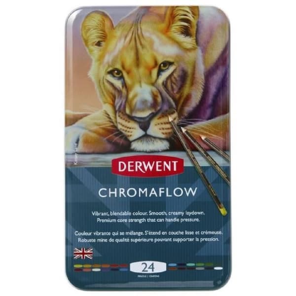 Färgpennor - Derwent - Chromaflow - Förpackning med 24 - Professionell kvalitet - Mjuk spets