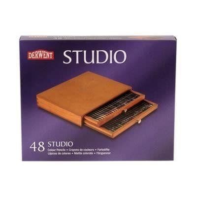 Färgpennor - Derwent - Studio - Trälåda med 48 - 4 färger - Blandat