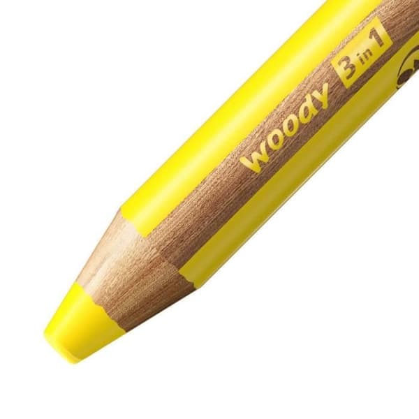 Multitalangerade kritor - STABILO - Woody 3in1 - 15 kritor - Inkluderar pennvässare - Förvaringskorg