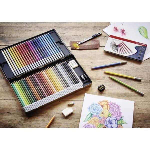 Pastellkrita - STABILO - CarbOthello - Brun - Kartong med 12 stycken - Stift 4,4 mm