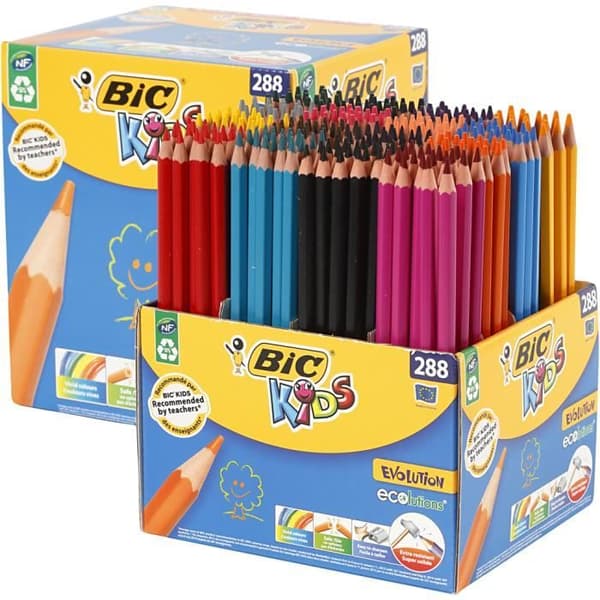 BIC Kids triangulära träfria färgpennor med superstarkt bly. Ekologisk, innehåller 50 % återvunnet material,