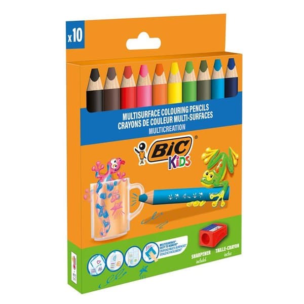 10 BIC Kids färgpennor med flera ytor