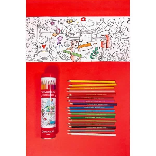 Färgpennor - Caran d'Ache - Swisscolor - Akvarellbara - 18 stycken - Inkluderar 1 affisch
