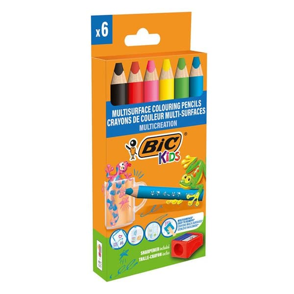6 färgglada multi-ytekritor BIC Kids