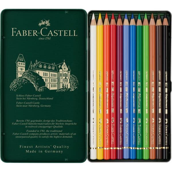 FABER-CASTELL metalllåda 12 polykromos pennor
