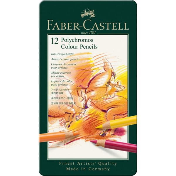 FABER-CASTELL metalllåda 12 polykromos pennor