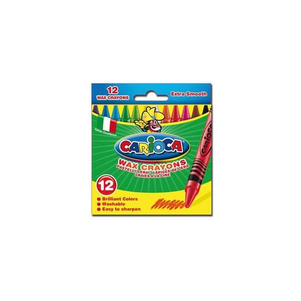 Carioca Icke-permanent vaxkrita blandade briljanta färger 8 mm förpackning om 12