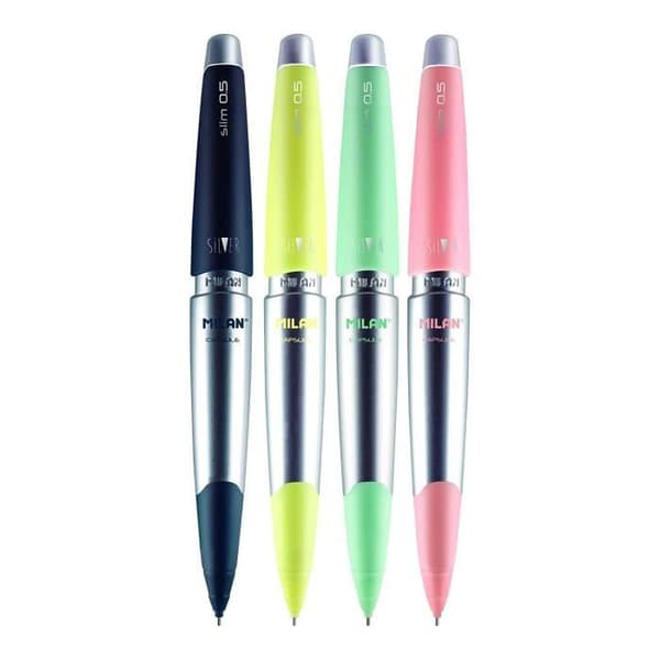 Milan Display med 20 Capsule Slim Silver mekaniska pennor - 8411574067627