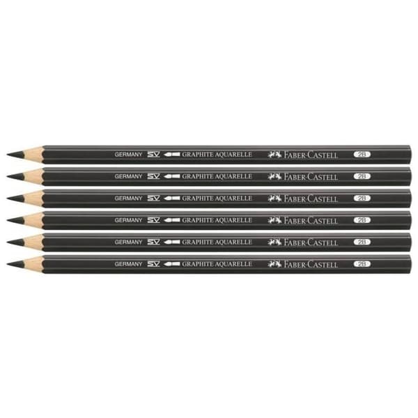 Set med 6 AQUARELLE GRAPHITE Pennor bly 3,3 mm 2B Svart