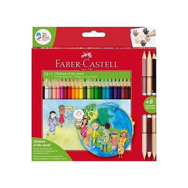 Faber-Castell Children of the Worlds Pennfodral med 24 + 3 trekantiga pennor