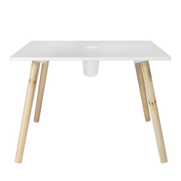 Bord & skrivbord - Bord med pennfack - Gribouille - 60 x 60 cm x H 42 cm - Vit