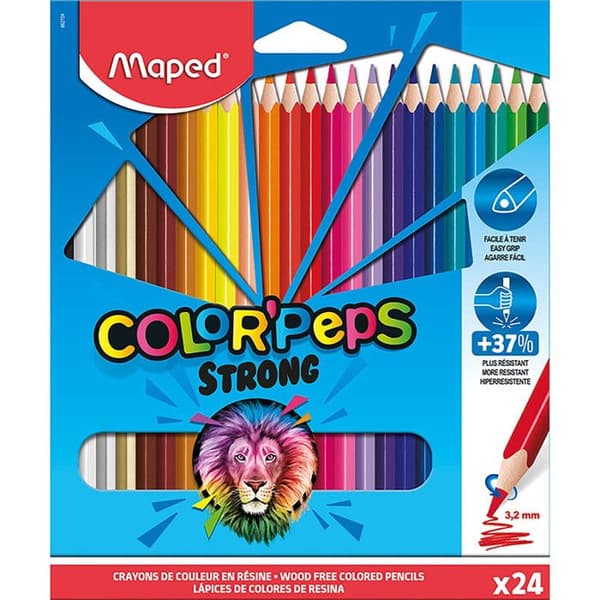 Färgpennor - Mapade - STARK Color'Peps - 24 pennor - Ultrabeständig - Ergonomisk