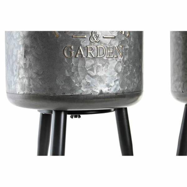 Set med krukor - DKD Home Decor - Metall Loft - 25x25x46 cm - Svart Grå - 2 delar