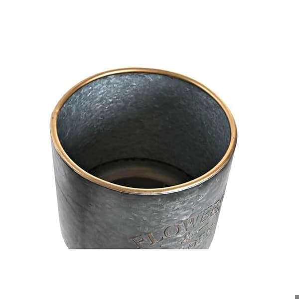 Set med krukor - DKD Home Decor - Metall Loft - 25x25x46 cm - Svart Grå - 2 delar