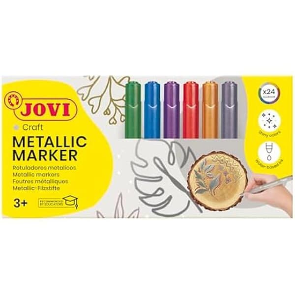 Markörer - JOVI - Förpackning med 24 - Metalliska färger - Fast spets - Antitorkande 96h