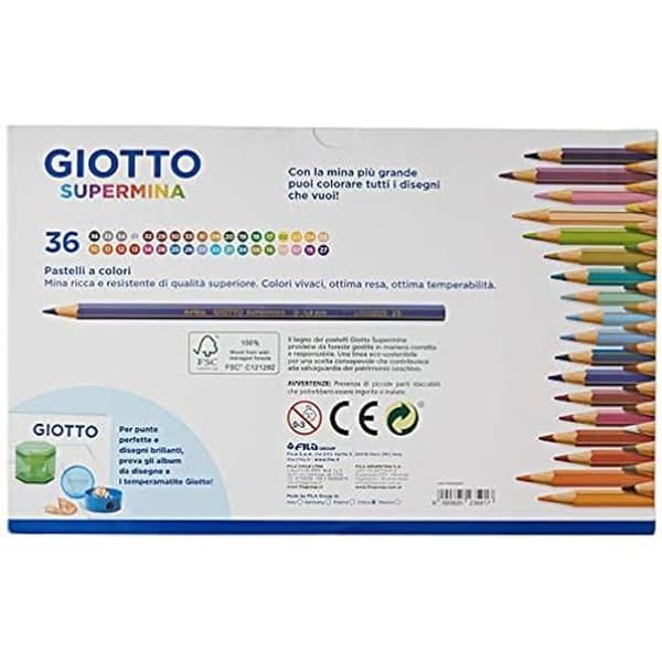 Färgpastell - GIOTTO - Supermina - Sortiment av 36 färger - Fin spets - Blandat
