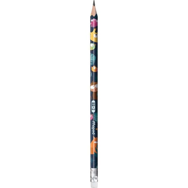 Maped - 2 Blyertspennor HB Jungle Fever - Gummitopp + 1 Fingerguide