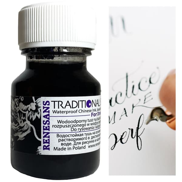 MUSTE kalligrafiapiirustukseen INK RENESANS 30ml BLACK