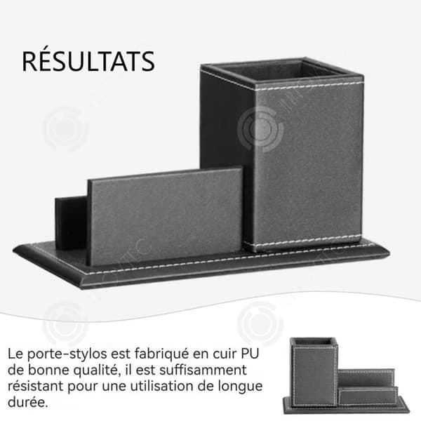 INN 20x10x10cm Pennhållare för visitkort Läder Multifunktionell kontorsvisitkortsförvaring Pennhållare Svart