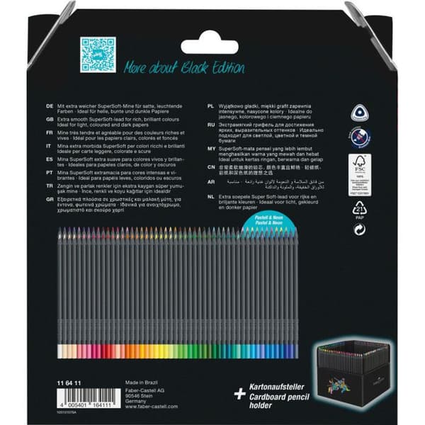 Färgpennor - Faber-Castell - Black Edition - Box med 100 - Ergonomiska - Ljusbeständiga