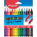 Miniatyrbild 1 av 4: Pack med 15 färgglada kritor Infinity + 12 tvättbara och torkresistenta tuschpennor - Maped - Medelspets tuschpennor blockerad