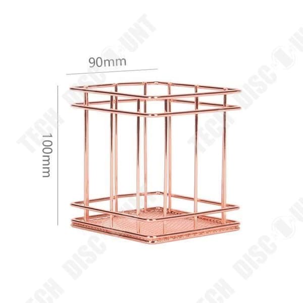 TD® metallisk pennhållare Rose Gold Fyrkantig pennhållare/ Mesh Design Trådbunden skrivbordsorganisator