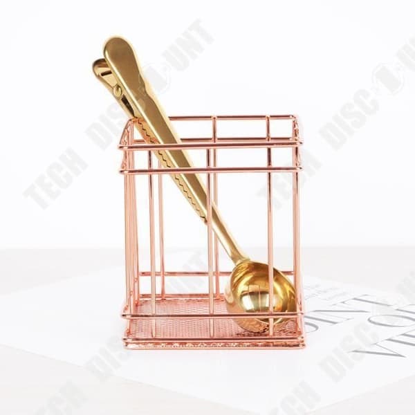 TD® metallisk pennhållare Rose Gold Fyrkantig pennhållare/ Mesh Design Trådbunden skrivbordsorganisator