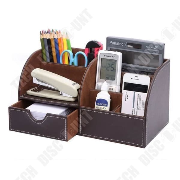 TD® Desk Organizer - Pennhållare - 7 fack PU-läder - Samling kontorspapper Förvaringslåda