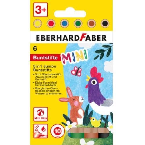 Eberhard Faber färgpennor MiniMaxi 3 i 1 1 cm trä 6 st