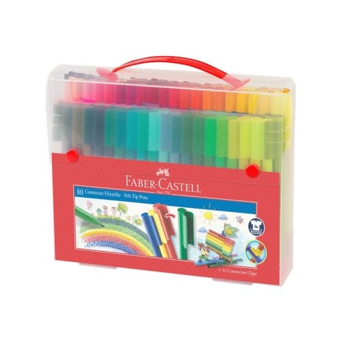 Faber-Castell CONNECTOR - fiberspetspenna - olika klara färger (paket om 80)