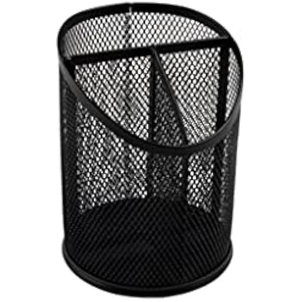Metallpenhållare - Q-Connect - Svart galler - 3 fack - Diameter 110 mm - Höjd 147 mm