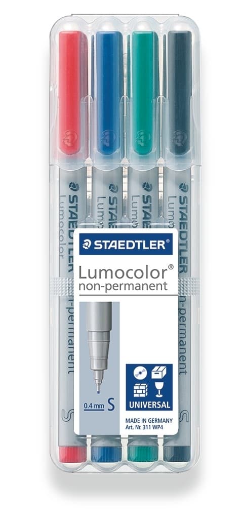Färgade foliemarkörer 4 st, tvättbar S Lumocolor Staedtler