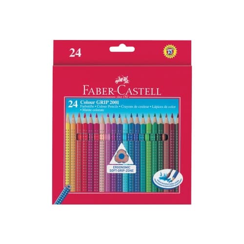 Faber-Castell GRIP 2001 - färgpenna - svart, karmosinröd, koboltblå, helioblå-rödaktig, ljus magenta, smaragdgrön, vit, kadmiumgul, mörkt kadmiumorang