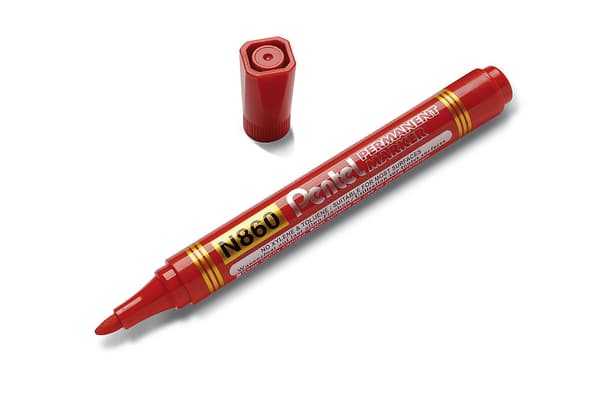 Pentel N860 Permanent Marker Mejsel Röd