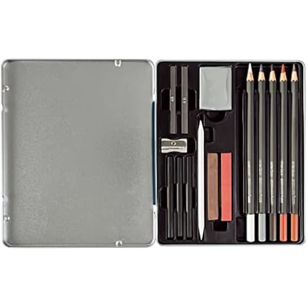 Eberhard Faber 516916 - Konstnärsfärgsats, 16 delar, för skisser och teckningar med krita