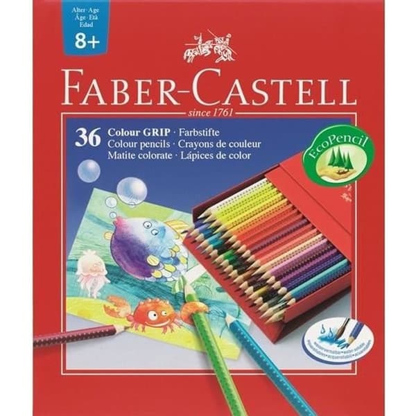 Färgpennor - FABER-CASTELL - Colour Grip Studio - 36 färger - Tvättbara - Hållbara