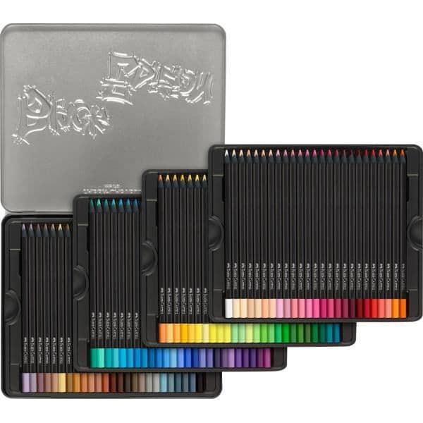 Färgpennor - Faber-Castell - Black Edition - 100 färger - SuperSoft-stift - Elegant svart trä