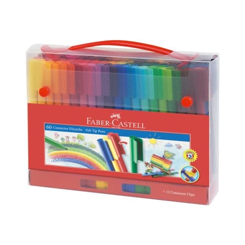 Faber-Castell CONNECTOR - fiberspetspenna - sorterade intensiva färger (paket om 60)