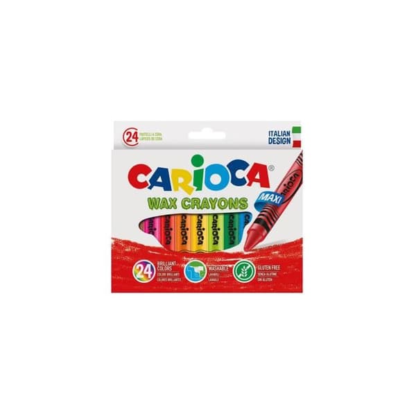 Vaxkritor - Carioca - 24 kritor - Flerfärgad - Tvättbar - 10 mm i diameter