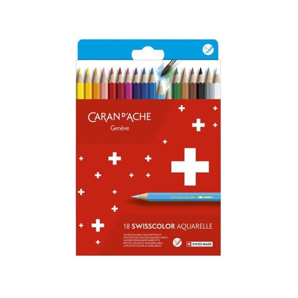 Färgpennor - Caran d'Ache - Swisscolor - 18 färger - Akvarellbara - Certifierat FSC cederträ