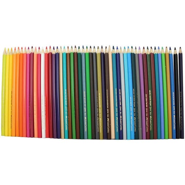 Färgpennor - FABER-CASTELL - Etui med 48 - Sexkantig form - Pennvässare ingår - Blandade färger