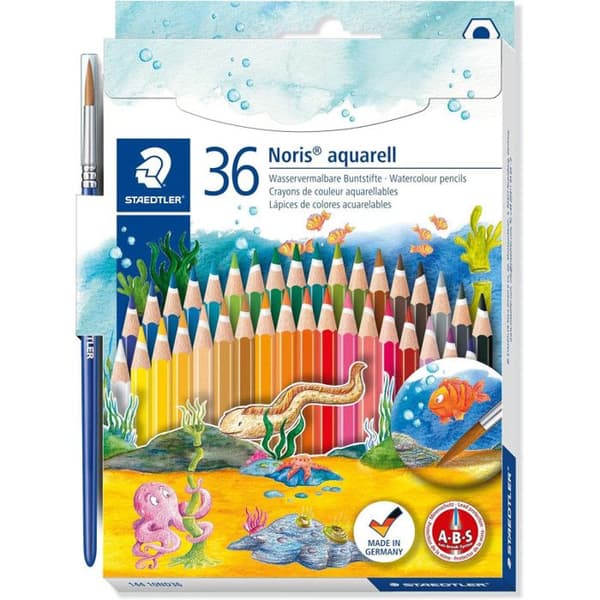 Akvarellpennor - STAEDTLER - 36 färger - Solid bly - Sexkantig form