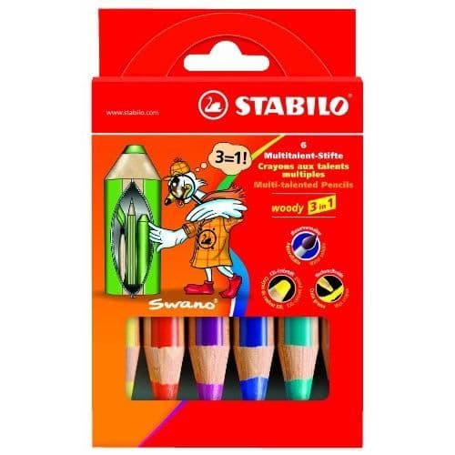 STABILO WOODY 8806 FODRAL MED 6 FÄRGADE PENNER...