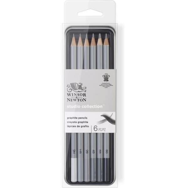 WINSOR &amp; NEWTON Studio Collection - Metalllåda med 6 grafitpennor