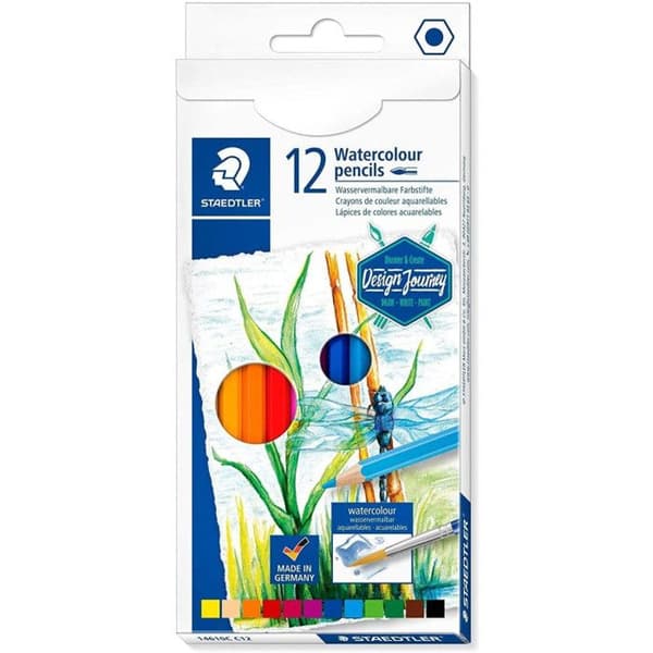 STAEDTLER® 14610C Design Journey - Kartongfodral 12 olika akvarellfärgade pennor