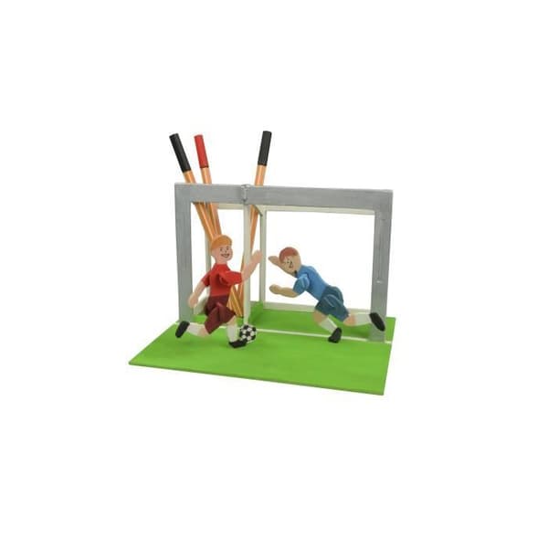 Byggspel i trä - pennhållare - Fotbollsmodell 18 x 14,5 x 12,5 cm
