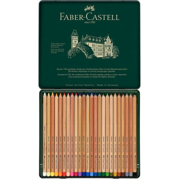 Pitt Pastell Pennor - FABER-CASTELL - Metalllåda med 24 - Ljusa färger - Optimalt ljusmotstånd