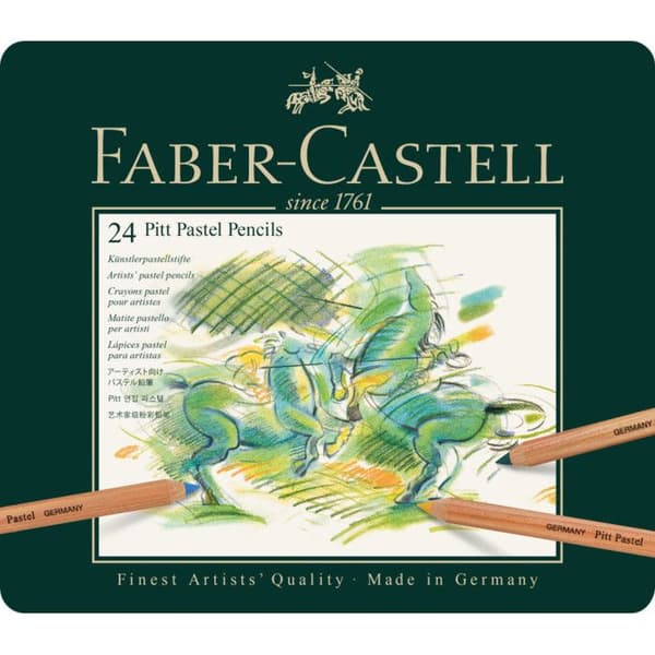 Pitt Pastell Pennor - FABER-CASTELL - Metalllåda med 24 - Ljusa färger - Optimalt ljusmotstånd